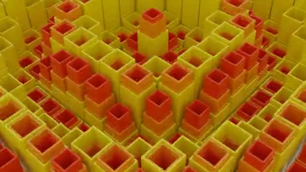 Muovendo colonne astratte in movimento su e giù. Progettazione. Illusione ottica delle barre gialle e arancioni - Filmati, video