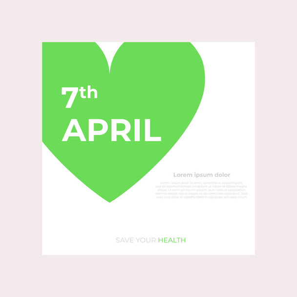 Světový den zdraví je celosvětový den povědomí o zdraví, který se slaví každý rok 7. dubna. Návrh vektorové ilustrace - Vektor, obrázek