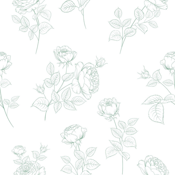 Seamless pattern from flowers of roses on a white background - Vektör, Görsel