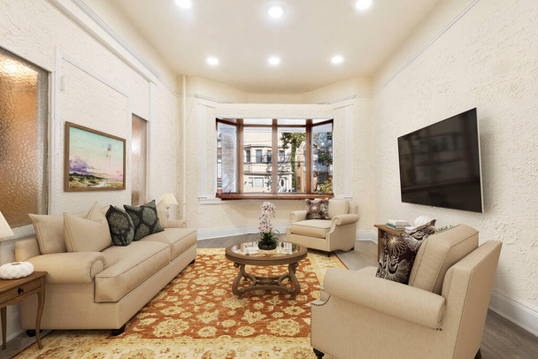 interior de uma sala de estar moderna, design de renderização 3d - Foto, Imagem