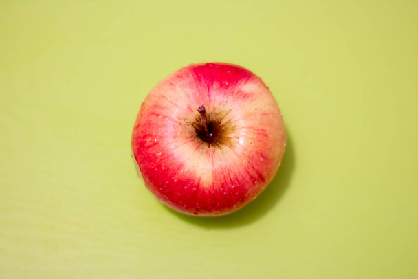 One red rose apple, top view. - Fotoğraf, Görsel