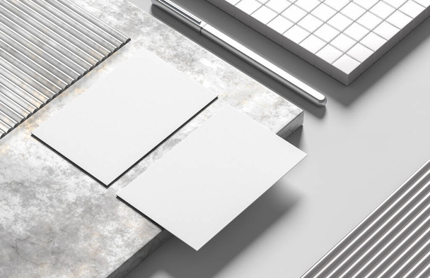 Realistic business card mock up isolated on white background. 3D illustration. - Fotografie, Obrázek