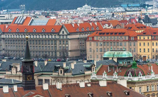 PRAGUE, CZECH - MARCH 12, 2016: Cityscape of Prague. Old Town Architecture. Clock Tower. - Фото, изображение