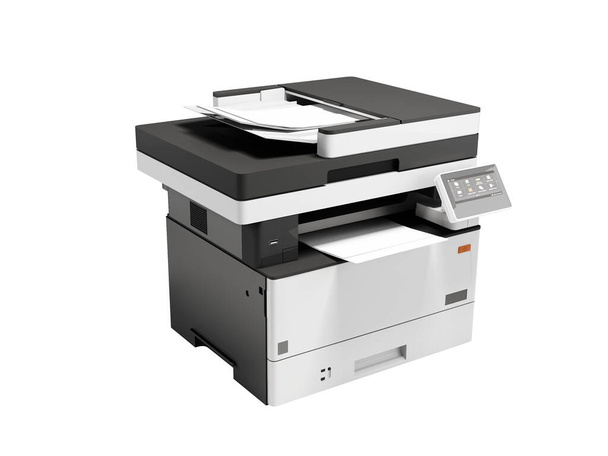 Ilustración 3D del escáner de impresora compacta universal sobre fondo blanco sin sombra - Foto, imagen
