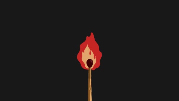 анимация матча огня на темном фоне, символ пламени - Кадры, видео