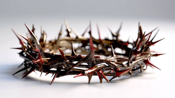 Coroa de espinhos, simbolizando o sofrimento e ressurreição de Jesus Cristo em um fundo leve. Foto de alta qualidade - Foto, Imagem