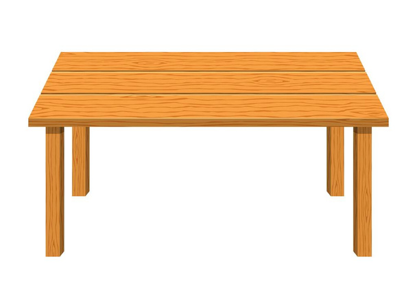 Mesa vacía rectangular de madera aislada sobre fondo blanco. Icono de mesa de comedor marrón. Muebles para la casa. Ilustración vectorial. - Vector, imagen