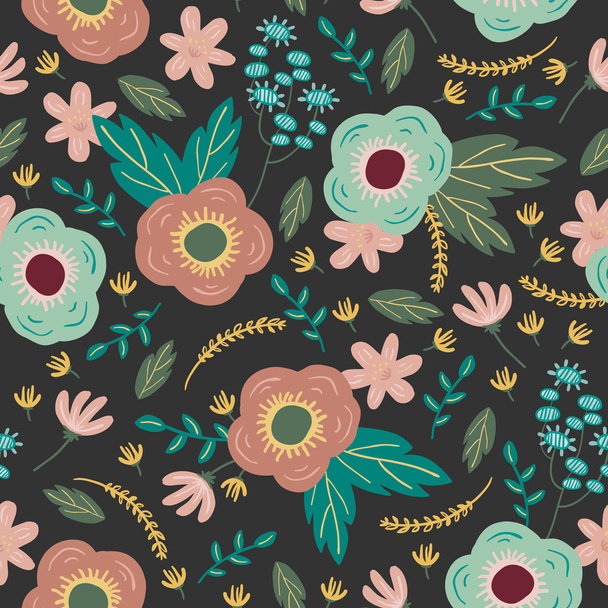 colorful floral seamless background  - Vektör, Görsel