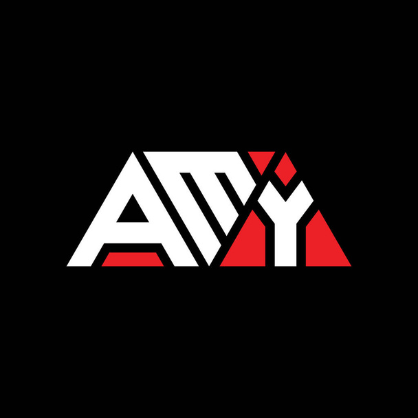 Logo trójkątne AMY o kształcie trójkąta. Monografia logo trójkąta AMY. Wzór logo wektora trójkąta AMY w kolorze czerwonym. Trójkątne logo AMY Proste, eleganckie i luksusowe logo. AMY - Wektor, obraz