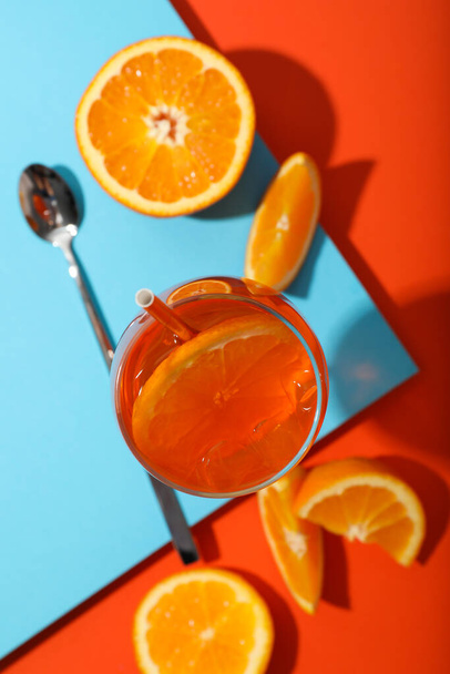 Concept of tasty alcohol drink, Aperol Spritz - Photo, Image