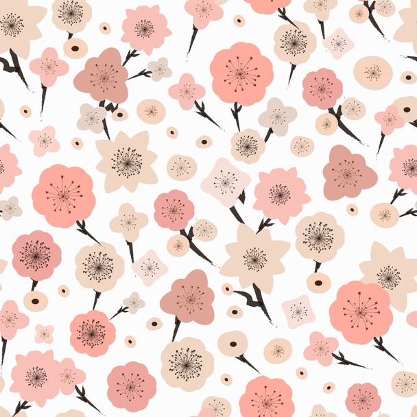 adorable plum flower seamless pattern - Vector, afbeelding