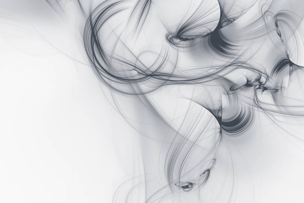 Abstract smoky wave on white background. Futuristic light effect wallpaper surface 3d rendering - Photo, Image