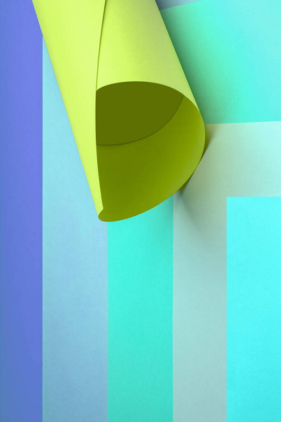 hojas de papel de colores sobre un fondo azul - Foto, imagen