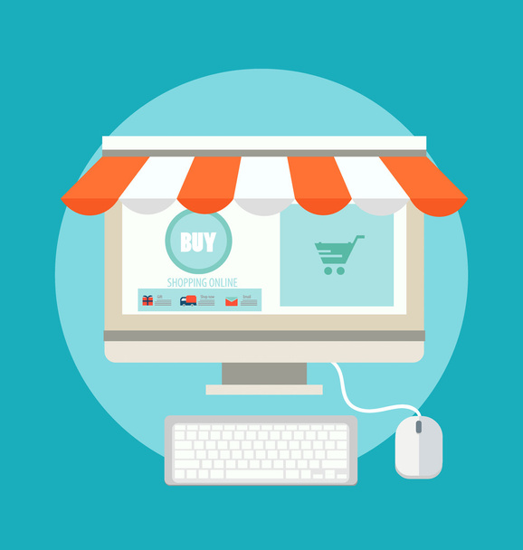 Podnikatelský koncept. Online nakupování. Infografika pozadí E-com - Vektor, obrázek