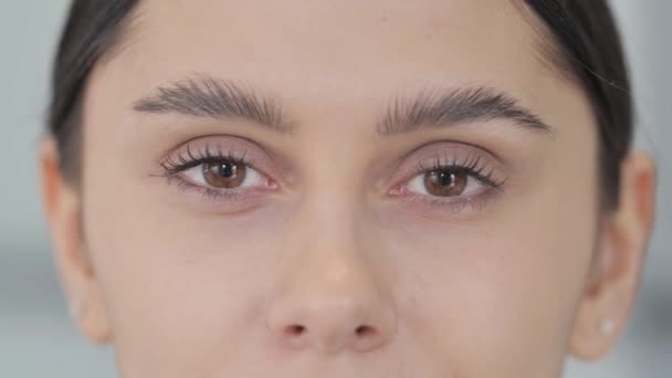 Primer plano de los ojos parpadeantes de la mujer joven - Imágenes, Vídeo