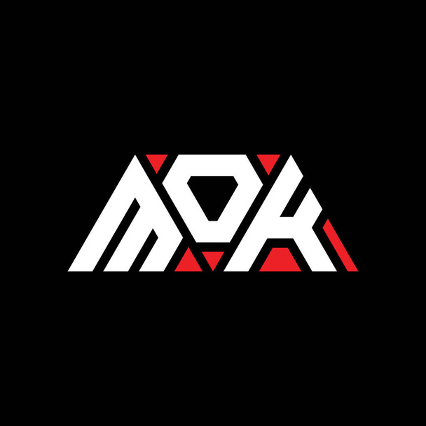 Σχέδιο με λογότυπο τριγωνικού γράμματος MOK με σχήμα τριγώνου. Μονόγραμμα σχεδίασης τριγώνου MOK. MOK τρίγωνο διάνυσμα πρότυπο λογότυπο με κόκκινο χρώμα. MOK τριγωνικό λογότυπο Απλό, κομψό και πολυτελές λογότυπο. Εντάξει. - Διάνυσμα, εικόνα
