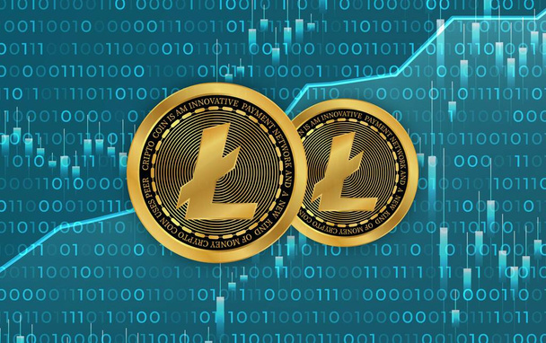  views of the litecoin-ltc virtual currency. 3d illustration - Photo, Image
