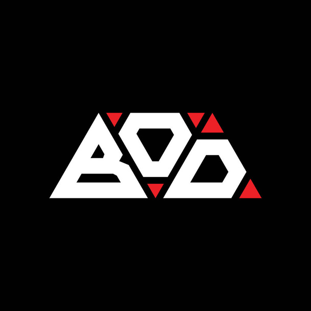 Diseño del logotipo de letra de triángulo BOD con forma de triángulo. Diseño del logotipo del triángulo BOD monograma. Plantilla de logotipo de triángulo BOD con color rojo. Logo triangular BOD Logotipo simple, elegante y lujoso. DBO - Vector, imagen