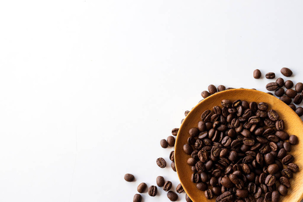 coffee bean on white table background. top view. space for text - Photo, Image