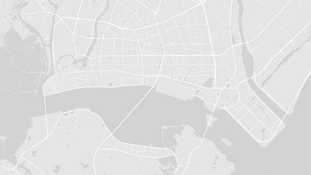 Bílá a světle šedá Shantou městské oblasti vektorové pozadí mapa, silnice a vodní ilustrace. Širokopásmový poměr, digitální plán plochého designu. - Vektor, obrázek