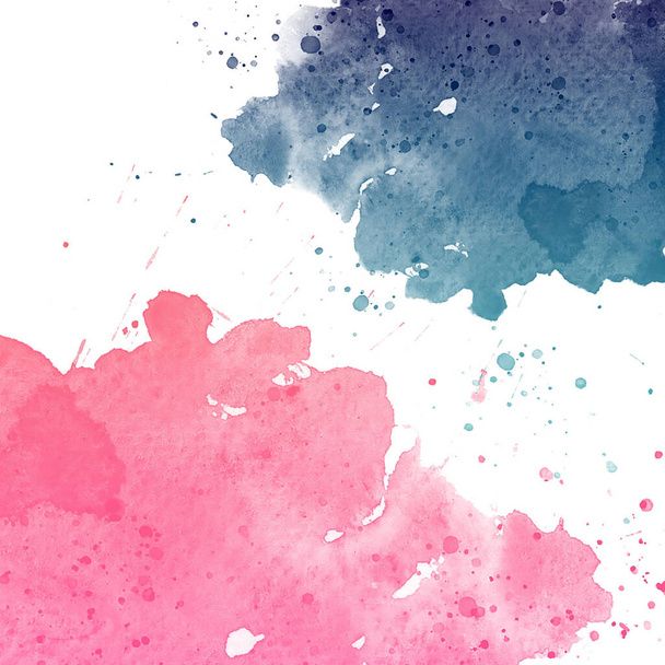 pink and dark blue watercolor stains on white ground with space for text - Photo, Image