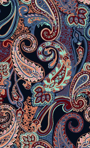 Paisley ontwerp sjaal patroon. Naadloze Aziatische textiel achtergrond. Damast naadloos patroon, paisley patroon - Foto, afbeelding