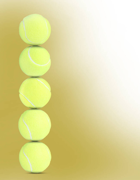 Stack of tennis balls on dusty gold background. Space for text - Fotoğraf, Görsel