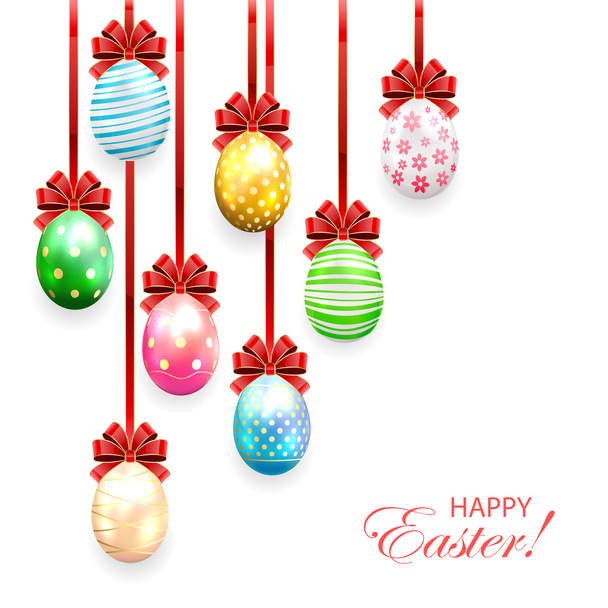 Decorated Easter eggs with bow - Vector, Imagen