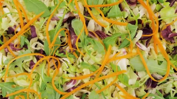 Salade. Salade de légumes, vue de dessus - Séquence, vidéo
