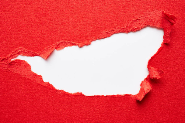 Vivid red torn paper texture background with place for text - Φωτογραφία, εικόνα