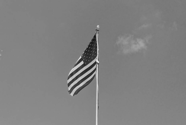 american national flag at sky background. independence day. - Foto, Imagen