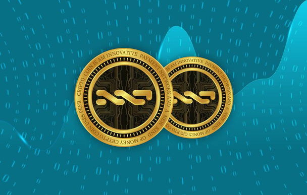 цифровое фоновое изображение виртуальной валюты nxt. 3d иллюстрация. - Фото, изображение