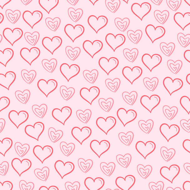 pink and red love doodle seamless pattern tile background - Vettoriali, immagini
