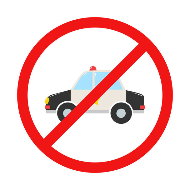 No Police Car Sign on White Background - Vector, Image