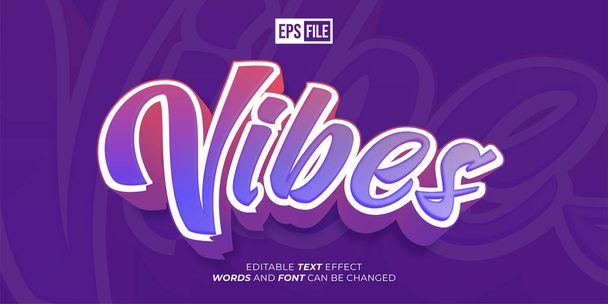 Vibes gradient text 3d style editable text effect - Vector, Image