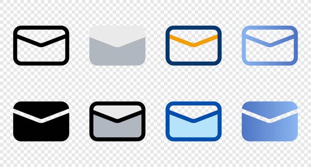 E- posta simgeleri farklı stilde. E- posta simgeleri. Farklı biçim simgeleri seti. Vektör illüstrasyonu - Vektör, Görsel