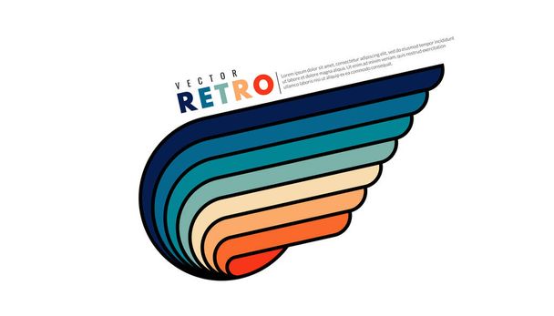 Abstract minimalist retro background with rounded stripe elements. Wing concept. Retro background lines 70s. Graphic vector flat design style. - Wektor, obraz