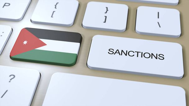 Иордания вводит санкции против какой-то страны. Санкции, наложенные на Иорданию. Нажатие кнопки клавиатуры. Политика в 3D-формате. - Фото, изображение