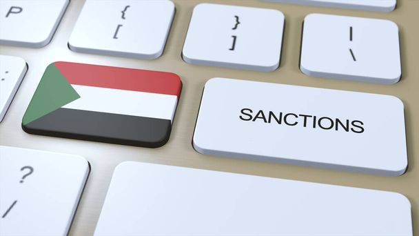 Судан вводит санкции против какой-то страны. Санкции наложенные на Судан. Нажатие кнопки клавиатуры. Политика в 3D-формате. - Фото, изображение