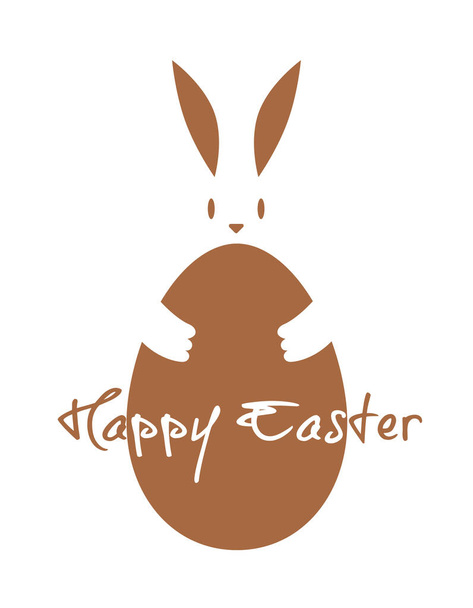 Easter. Silhouette of an Easter bunny with an egg on white background. - Foto, imagen