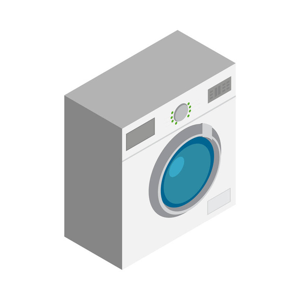 アイソメトリックホワイト洗濯機のアイコン3Dベクトルイラスト - ベクター画像