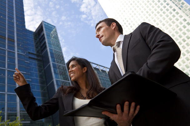 Interracial Male and Female Business Team In Modern City - Fotó, kép