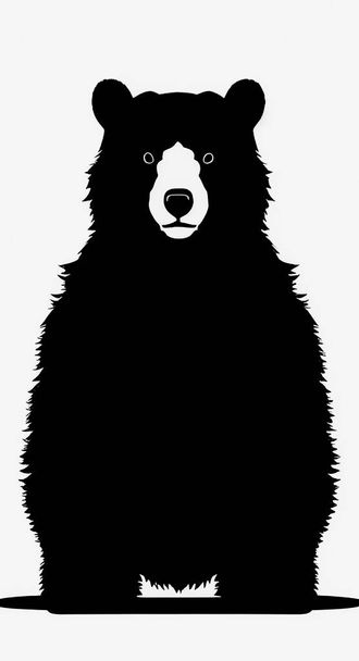 Urso preto isolado no fundo branco. Ilustração vetorial para o seu design.Silhueta de um urso sobre um fundo branco.  - Vetor, Imagem