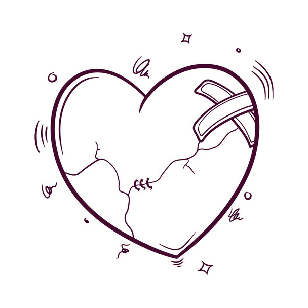 Hand gezeichnet gebrochenes Herz Vektor Illustration - Vektor, Bild