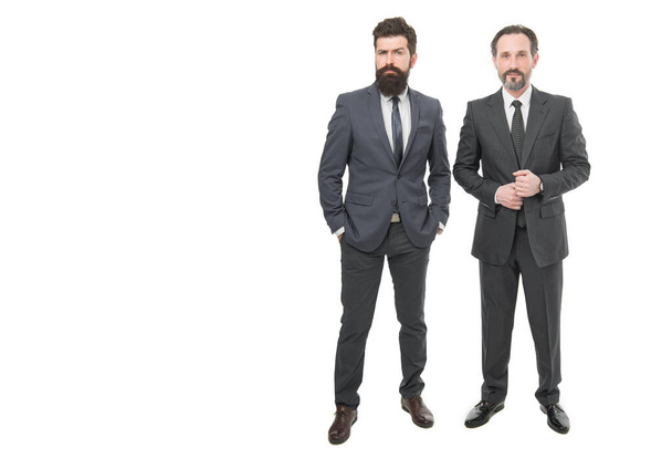 Just cool dudes. Successful men. Businessmen isolated on white. Bearded men in formalwear. Business partners. Experienced colleagues. Business professional men dress code. Formal attire for busy men. - Foto, immagini