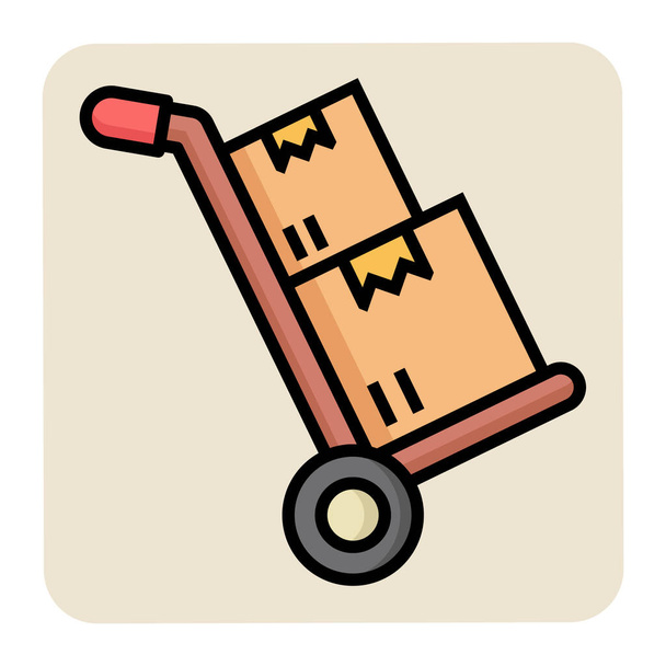 Gevuld kleurenschema pictogram voor Cargo trolley. - Vector, afbeelding