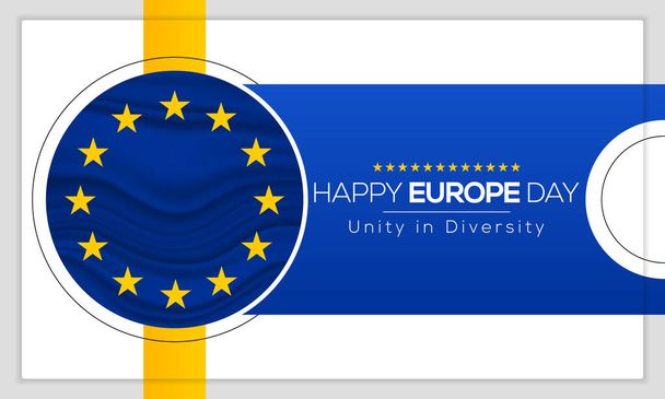 Η Ημέρα της Ευρώπης γιορτάζεται κάθε χρόνο στις 9 Μαΐου για να εορταστεί η ειρήνη και η ενότητα σε όλη την Ευρώπη. Εικονογράφηση διανύσματος - Διάνυσμα, εικόνα