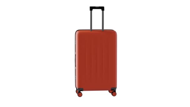 旅行バッグは白い背景で回転します。荷物の回転、スーツケースは白い背景に隔離され、アルファマスク。3Dレンダリング - 映像、動画