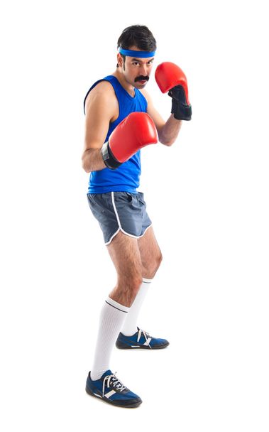 Vintage sportman with boxing gloves  - Фото, изображение