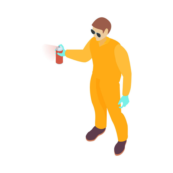 Especialista em serviços de controle de pragas usando a ilustração do vetor isométrico de spray de pesticidas - Vetor, Imagem